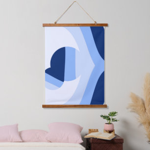 Moderne blauwe golf Abstracte kunst Hangend Wandkleed