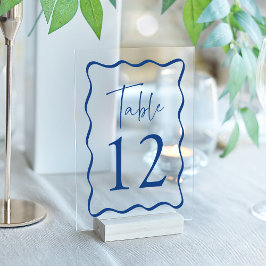 Moderne Blauwe Golf Frame Acryl Tafel Nummers Uitnodigingen
