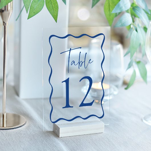 Moderne Blauwe Golf Frame Acryl Tafel Nummers Uitnodigingen