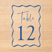 Moderne Blauwe Golf Frame Acryl Tafel Nummers Uitnodigingen (Voorkant)