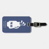 Moderne Blauwe Golf Sport Monogram Bagagelabel (Voorkant horizontaal)