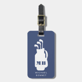 Moderne Blauwe Golf Sport Monogram Bagagelabel