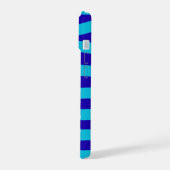 Moderne Blauwe Golfstreep met Aangepaste Naam iPhone 15 Case (Linkerkant)