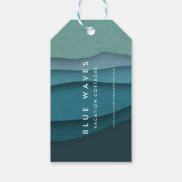 Moderne blauwe golven cadeaulabel