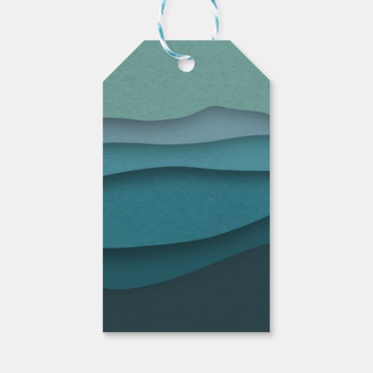 Moderne blauwe golven cadeaulabel (Achterkant)