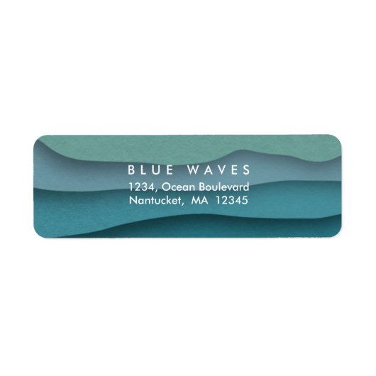 Moderne blauwe golven etiket (Voorkant)