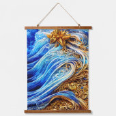 Moderne blauwe golven hangend wandkleed (Voorkant)