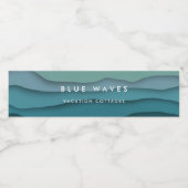 Moderne blauwe golven waterfles etiket (Enkel label)