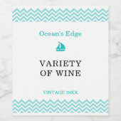 Moderne blauwe golven wijn etiket (Enkel label)