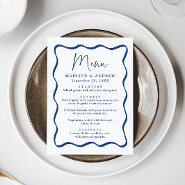 Moderne Blauwe Golvende Lijst Huwelijk Menu
