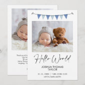 Moderne Blauwe Gors Vlag Hallo Geboorteaankondigin Kaart (Voorkant / Achterkant)