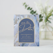 Moderne Blauwe Goud Agaat Marmer Boog Bruiloft (Staand voorkant)