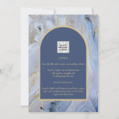 Moderne Blauwe Goud Agaten Marmeren Boog Bruiloft Kaart (Achterkant)