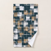 Moderne blauwe goudbruin zwart-wit speldenstang bad handdoek (Handdoek)