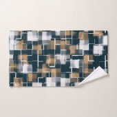 Moderne blauwe goudbruin zwart-wit speldenstang bad handdoek (Handdoek)