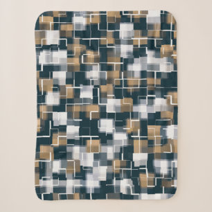 Moderne blauwe goudbruin zwart-wit speldenstang sherpa deken