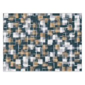 Moderne blauwe goudbruin zwart-wit speldenstang tafelkleed (Voorkant (Horizontaal))