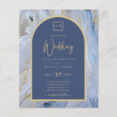 Moderne Blauwe Gouden Agaat Marmeren Boog Bruiloft (Voorkant)