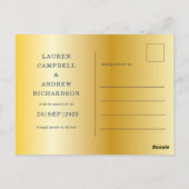 Moderne Blauwe & Gouden Eucalyptus Save the Date Briefkaart (Achterkant)