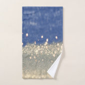 Moderne Blauwe Gouden Glitter Bokeh Bad Handdoek (Handdoek)