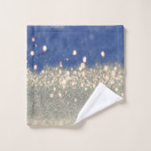 Moderne Blauwe Gouden Glitter Bokeh Bad Handdoek (Wasdoekje)