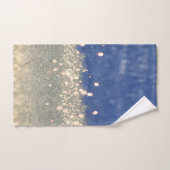Moderne Blauwe Gouden Glitter Bokeh Bad Handdoek (Handdoek)