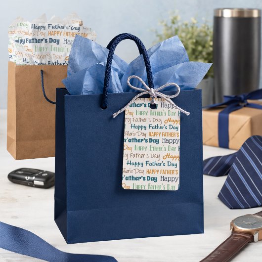 Moderne Blauwe Gouden Groene Typografie Vaderdag Cadeaulabel