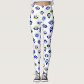 Moderne blauwe gouden kwade ogen leggings (Voorkant)