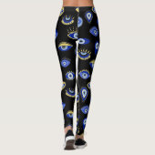 Moderne blauwe gouden kwade ogen leggings (Achterkant)