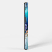 Moderne Blauwe Gouden Marmer Monogram Personalized iPhone Hoesje (Rechterkant)
