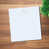 Moderne Blauwe Gouden Script Monogram Notitieblok