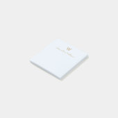 Moderne Blauwe Gouden Script Monogram Post-it® Notes (Schuin)