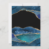 Moderne blauwe goudoliepagaat Waterverf bruiloft Kaart (Achterkant)