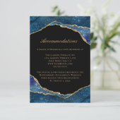 Moderne blauwe goudoliepagaatbruidjes informatiekaartje (Staand voorkant)