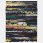Moderne blauwe goudpenselen Abstract schilderen Fleece Deken (Voorkant)