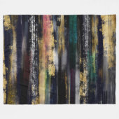 Moderne blauwe goudpenselen Abstract schilderen Fleece Deken (Voorkant (Horizontaal))