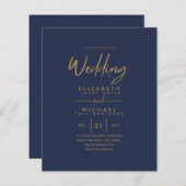 Moderne blauwe goudprijsbinding nodigt ons uit (Voorkant / Achterkant)