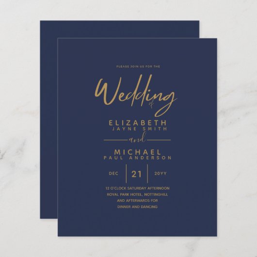 Moderne blauwe goudprijsbinding nodigt ons uit (Voorkant / Achterkant)