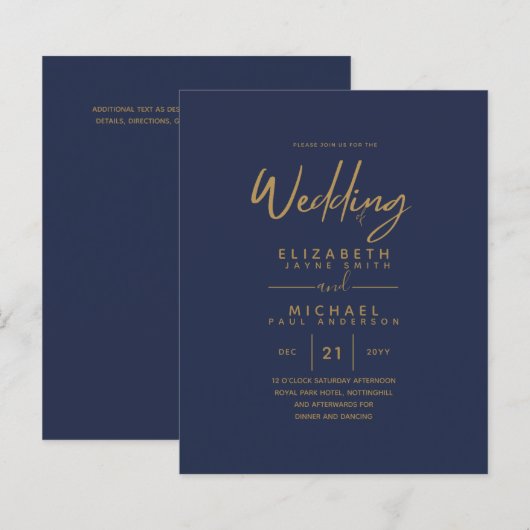 Moderne blauwe goudprijsbinding nodigt ons uit (Voorkant / Achterkant)