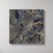 Moderne blauwe goudvulling Plant botanisch ontwerp Canvas Afdruk (Voorkant)