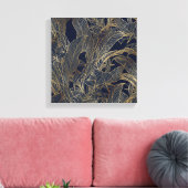 Moderne blauwe goudvulling Plant botanisch ontwerp Canvas Afdruk (Insitu (Woonkamer))