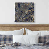 Moderne blauwe goudvulling Plant botanisch ontwerp Canvas Afdruk (Insitu (Slaapkamer))