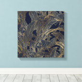 Moderne blauwe goudvulling Plant botanisch ontwerp Canvas Afdruk (Insitu (Houten vloer))