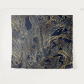 Moderne blauwe goudvulling Plant botanisch ontwerp Wandkleed (Voorkant (horizontaal))