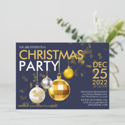 Moderne blauwe goudzangkerstfeestdag kaart (Staand voorkant)