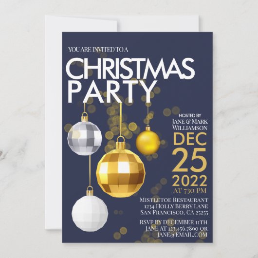 Moderne blauwe goudzangkerstfeestdag kaart (Voorkant)