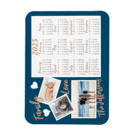 Moderne Blauwe & goudzige Agenda-foto's Magneet