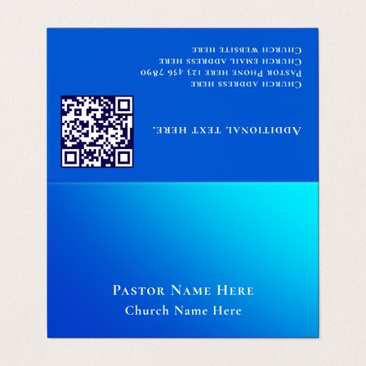 Moderne Blauwe Gradiënt Aangepaste Tekst QR Code P Visitekaartje (Buitenkant ongevouwen)