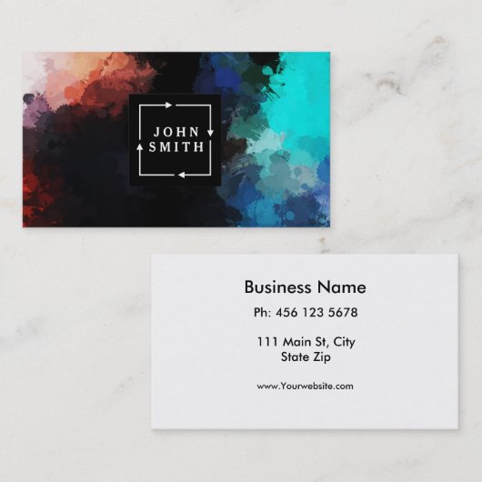 Moderne blauwe graffiti-kool Abstracte kunst Visitekaartje (Voorkant / Achterkant)