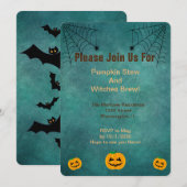 Moderne Blauwe Griezels Halloweenfeest Kaart (Voorkant / Achterkant)